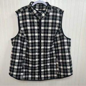 Croft & Barrow Black & White Plaid Classic Quilted Vest Women’s Plus Size 3X NEW